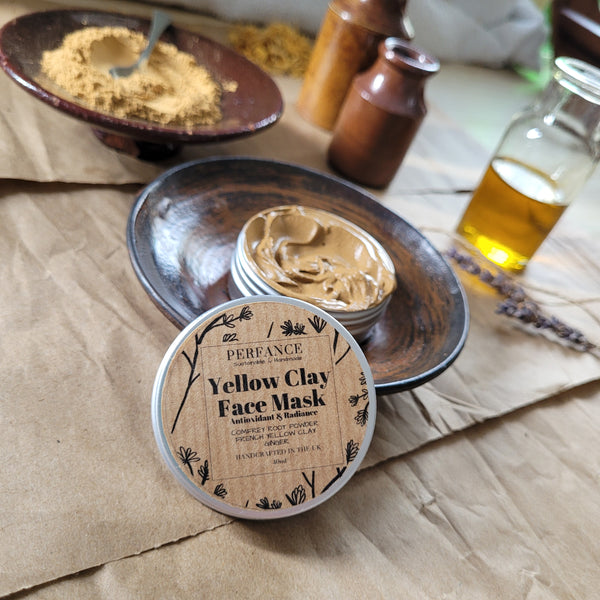 Yellow Clay Soothing Face Mask with Chamomile Flower Water, Comfrey and Ginger 40ml