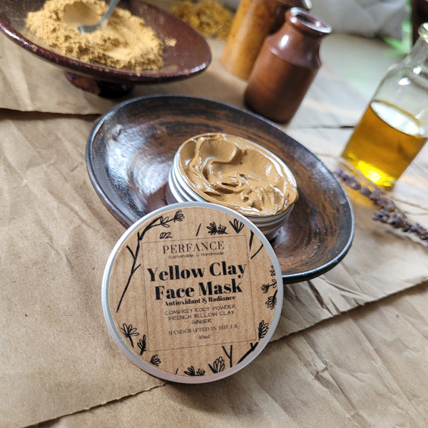Yellow Clay Soothing Face Mask with Chamomile Flower Water, Comfrey and Ginger 40ml