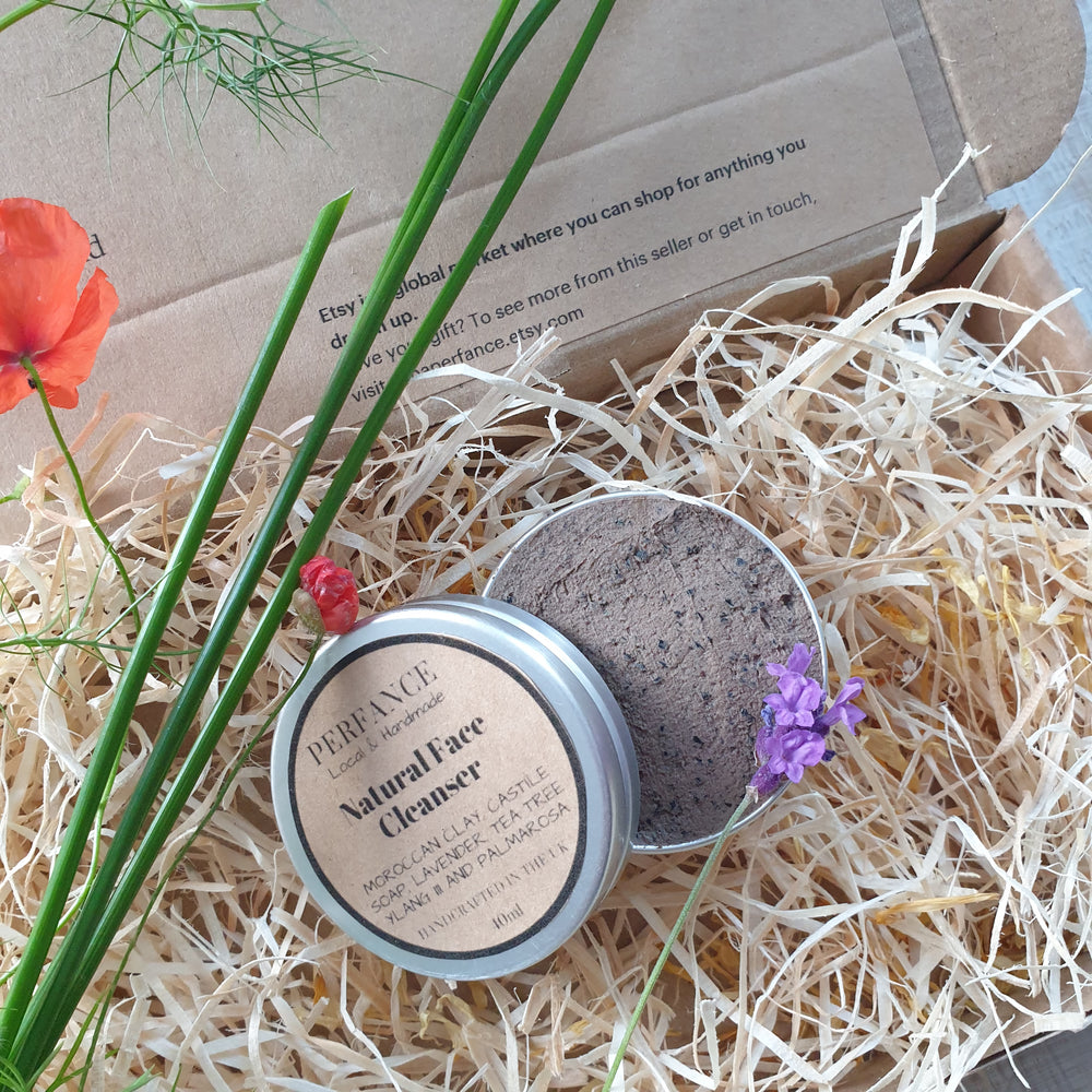 Natural Face Cleanser-Scrub with Moroccan Clay, Lavender, Tea Tree and Plant Exfoliants