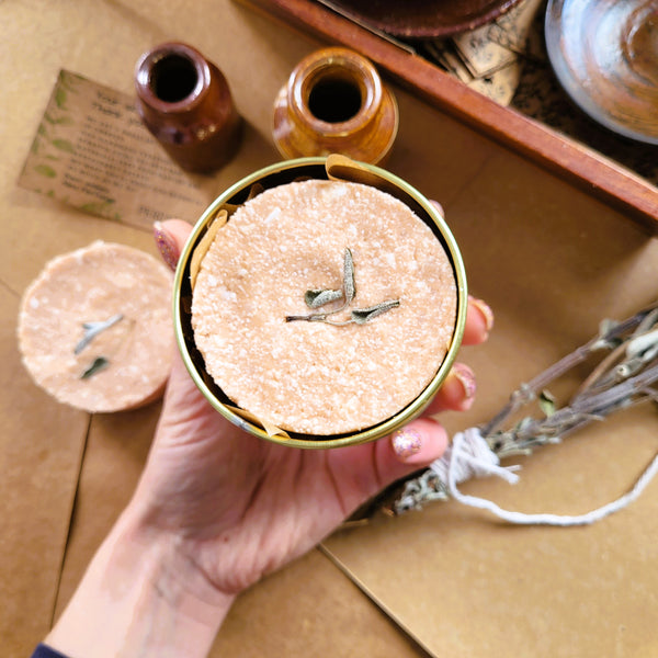 Natural Solid Shampoo Bar with Pink Clay and homegrown Sage