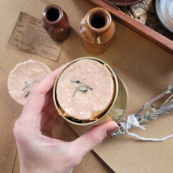 Natural Solid Shampoo Bar with Pink Clay and homegrown Sage